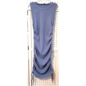 Love Tree Womens Dress L Sleeveless Blue Bodycon Rouching Y2K Minimalist Chic